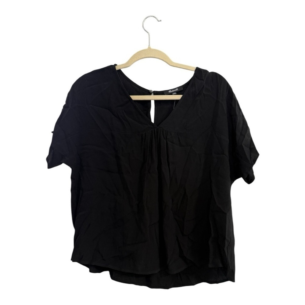 NWT Madewell Baby Doll Dolman Sleeve Blouse Black Size XS
